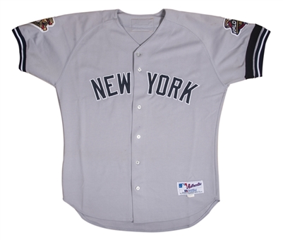 2001 Willie Randolph Game Used and Signed New York Yankees World Series Road Jersey with 9/11 Patch (Randolph LOA)